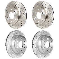 Front and Rear Brake Disc, Cross-drilled and Slotted, Vented, 6 Lugs