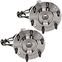 Front, Driver and Passenger Side Wheel Hub, 6 Lugs, With Bearing, With Sensor, RWD