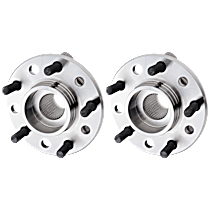 Front, Driver and Passenger Side Wheel Hub, 5 Lugs, With Bearing