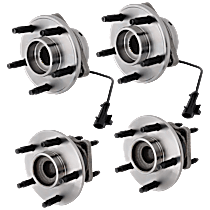 Front and Rear, Driver and Passenger Side Wheel Hub, 4-Wheel ABS, 5 Lugs, With Bearing, With Sensor