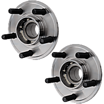 Front, Driver and Passenger Side Wheel Hub, 5 Lugs, With Bearing