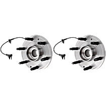 Front, Driver and Passenger Side Wheel Hubs, With Bearing, With Sensor, 6 x 5.5 in. Bolt Pattern