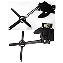Front, Driver and Passenger Side Manual Window Regulator, Hand-Crank Type
