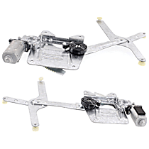 Front, Driver and Passenger Side Power Window Regulator, With Motor