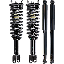 Front and Rear, Driver and Passenger Side Shock and Fully Loaded Strut, RWD, Rear Wheel Drive