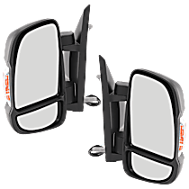 Driver and Passenger Side Mirror, Manual Adjust, Non-Heated, Textured Black, Manual Folding, In-housing Signal Light, No Blind Spot Feature, No Memory, No Puddle Light, No Auto-Dimming