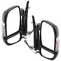 Driver and Passenger Side Mirror, Power Adjust, Heated, Textured Black, Power Folding, In-housing Signal Light, No Blind Spot Feature, No Memory, No Puddle Light, No Auto-Dimming