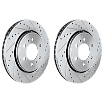 Front Brake Disc, Cross-drilled and Slotted, Vented, 6 Lugs, 350.01 mm