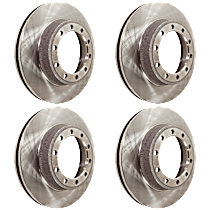 Front and Rear Brake Disc, Plain Surface, Vented, 4-Wheel Set, 10 Lugs