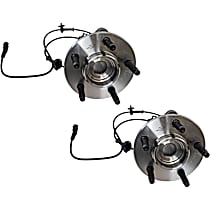Front, Driver and Passenger Side Wheel Hub, 5 Lugs, With Bearing, With Sensor
