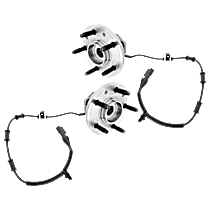 Front, Driver and Passenger Side Wheel Hub, 5 Lugs, With Bearing, With Sensor