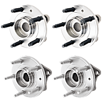 Front and Rear, Driver and Passenger Side Wheel Hub, 5 Lugs, With Bearing, AWD