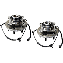 Front, Driver and Passenger Side Wheel Hub, Four Wheel Drive, With 6 Stud Hub, 6 Lugs, With Bearing, With Sensor, 4WD