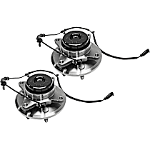 Front, Driver and Passenger Side Wheel Hub, 6 Lugs, With Bearing, With Sensor, RWD