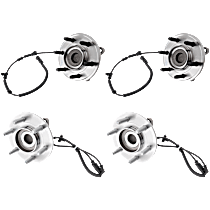 Front and Rear, Driver and Passenger Side Wheel Hub, Rear Wheel Drive, 6 Lugs, With Bearing, With Sensor, RWD