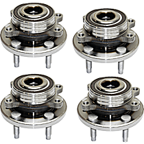 Front and Rear, Driver and Passenger Side Wheel Hub, Front Or Rear, 5 Lugs, With Bearing