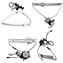 Front and Rear, Driver and Passenger Side Power Window Regulator, With Motor