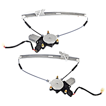 Front, Driver and Passenger Side Power Window Regulator, With Motor