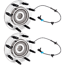 Front, Driver and Passenger Side Wheel Hub, 8 Lugs, With Bearing, With Sensor