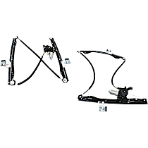 Front, Driver and Passenger Side Power Window Regulator, With Motor