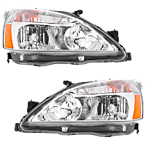 Driver and Passenger Side Headlight, With bulb(s), Halogen/LED