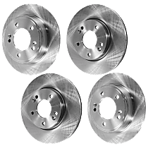 Front and Rear Brake Disc, 4-Wheel Set, Plain Surface, Vented - Front; Solid - Rear, 5 Lugs