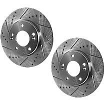Front Brake Discs, Cross-drilled and Slotted, Vented, 5 Lugs
