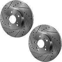 Front Brake Disc, Cross-drilled and Slotted, Vented, 5 Lugs, 299.97 mm