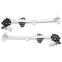 Front, Driver and Passenger Side Power Window Regulator, With Motor