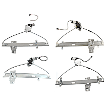 Front and Rear, Driver and Passenger Side Power Window Regulator, With Motor