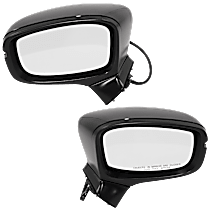 Driver and Passenger Side Mirror, For Models Without Side View Camera, Power Adjust, Heated, Paintable, Manual Folding, In-housing Signal Light, No Blind Spot Feature, No Memory, No Puddle Light, No Auto-Dimming