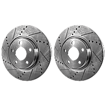 Front Brake Disc, Cross-drilled and Slotted, Vented, 5 Lugs