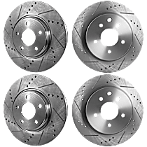 Front and Rear Brake Disc, Cross-drilled and Slotted, Vented, 5 Lugs