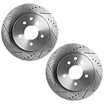 Rear Brake Disc, Cross-drilled and Slotted, Vented, 5 Lugs
