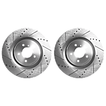 Front Brake Disc, Cross-drilled and Slotted, Vented, 5 Lugs, 355.09 mm