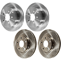 Front and Rear Brake Disc, 4-Wheel Set, Plain Surface, Vented - Front; Solid - Rear, 5 Lugs