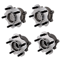 Front and Rear, Driver and Passenger Side Wheel Hub, 5 Lugs, With Bearing, AWD