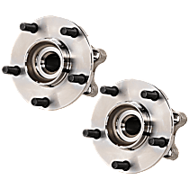Front, Driver and Passenger Side Wheel Hubs, with Bearing, 5 x 4.5 In. Bolt Pattern, Rear Wheel Drive