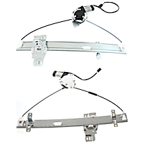 Front and Rear, Driver Side Power Window Regulator, With Motor