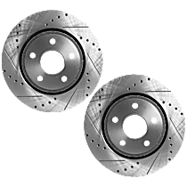 Front Brake Discs, Cross-drilled and Slotted, Vented, 5 Lugs