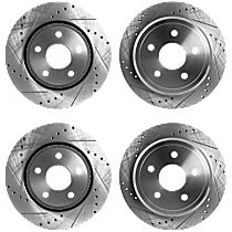 Front and Rear Brake Disc, Cross-drilled and Slotted, 5 Lugs, Sport, 4.7L 8Cyl