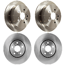 Front and Rear Brake Disc, Plain Surface, Solid, 5 Lugs, Base, 3.3L 6Cyl