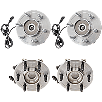 Front and Rear, Driver and Passenger Side Wheel Hub, 4WD, 6 Lugs, With Bearing, With Sensor