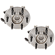 Rear, Driver and Passenger Side Wheel Hub, 6 Lugs, With Bearing, With Sensor