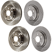 Front and Rear Brake Disc, 4-Wheel Set, Plain Surface, Vented - Front; Solid - Rear, 5 Lugs