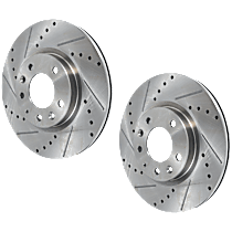 Front Brake Disc, Cross-drilled and Slotted, Vented, 5 Lugs, 299 mm