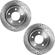 Rear Brake Disc, Cross-drilled and Slotted, Solid, 5 Lugs, 280 mm
