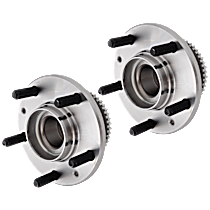 Rear, Driver and Passenger Side Wheel Hubs, 5 Lugs, With Bearings, Front Wheel Drive, Set of 2