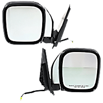Driver and Passenger Side Mirror, Power Adjust, Heated, Chrome, Manual Folding, No Signal Light, No Blind Spot Feature, No Memory, No Puddle Light, No Auto-Dimming