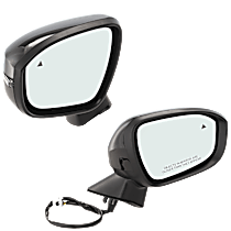 Driver and Passenger Side Mirror, Power Adjust, Heated, Manual Folding, Paintable, In-housing Signal Light, No Memory, No Puddle Light, No Auto-Dimming, With Blind Spot Glass